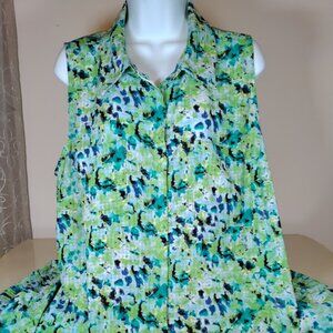 Kim Rogers Sleeveless Button Up Top - Size 2X - Excellent Condition